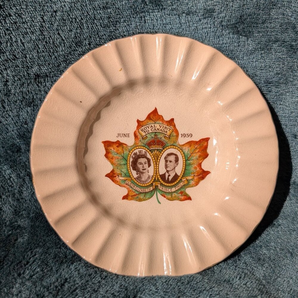 ~Vintage~Queen Elizabeth & Prince Philip "ROYAL VISIT TO CANADA" Plate-1959